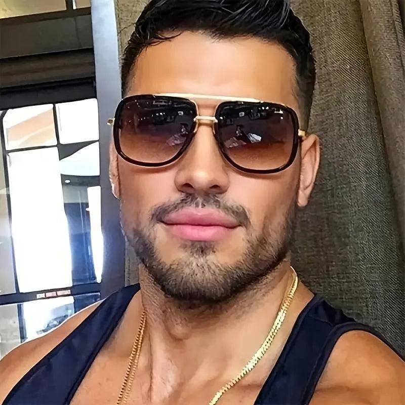 Oversized Metal-Frame Sunglasses