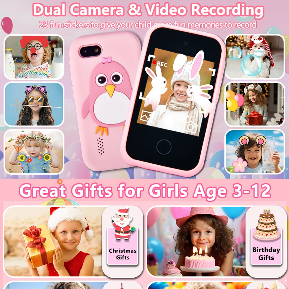 Kids Smart Toy Phone 44 Puzzle Games MP3 Player Camera Touchscreen