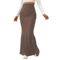Women Maxi Skirt Solid Color High Waist Knitted Women's Fishtail Skirt Long Skirt Spring Autumn Elegant Shirring Design Skirts