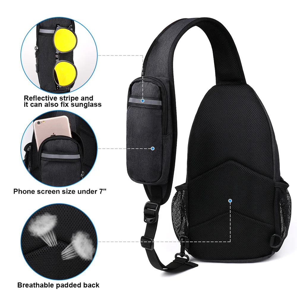 WATERFLY Sling Bag Chest Pack Shoulder Crossbody Sling Backpack For Women Men Travel Hiking Chest Bag Daypack
