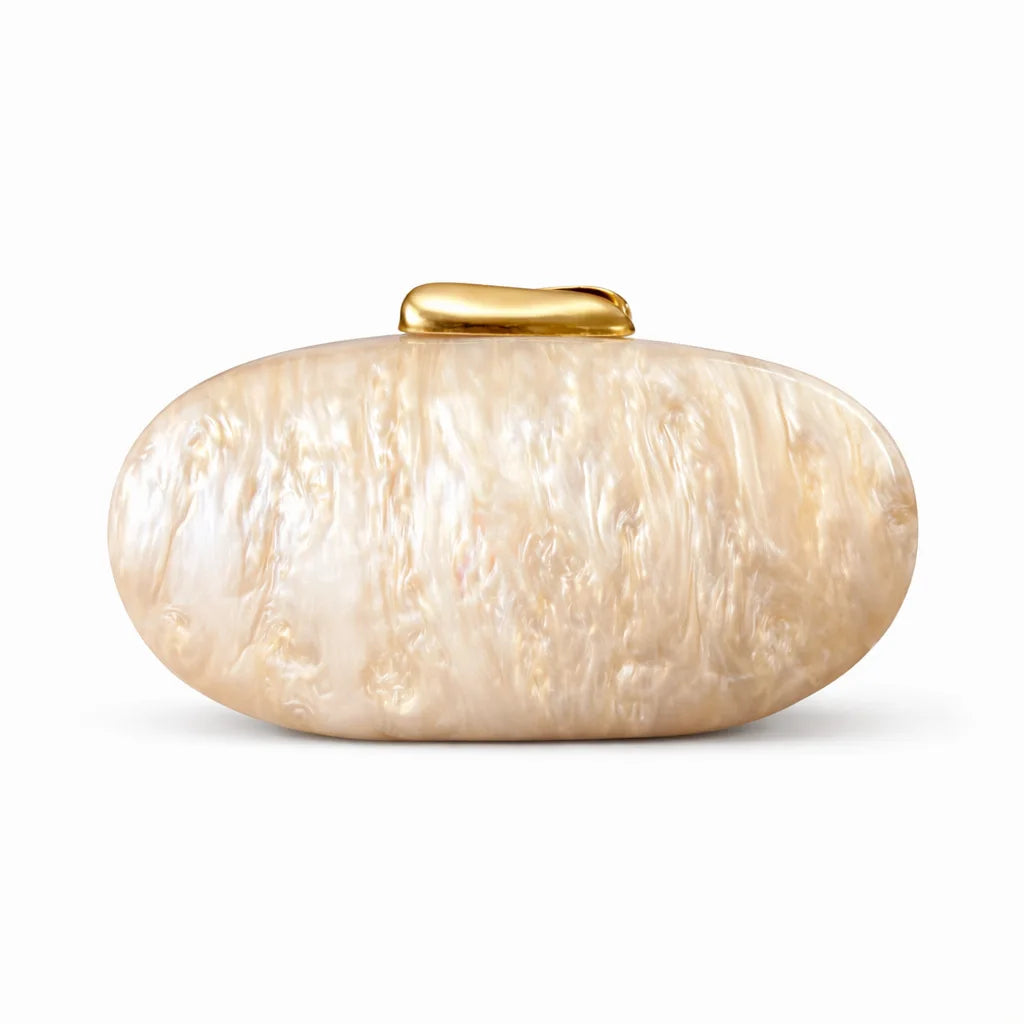 Lady Pearl Marble Brown Shell Egg Acrylic Box Clutch Purse Women Evening Purses Wedding Handbags Female Shoulder Bags Day Clutch