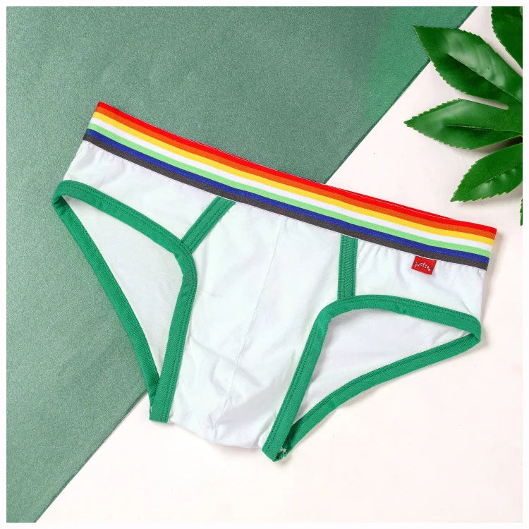 Men's Rainbow Waistband Cotton Briefs
