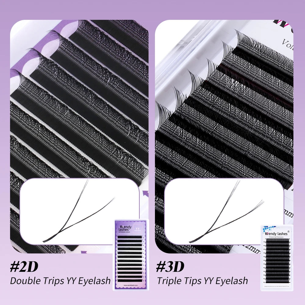 Wendy Lashes YY Shape Triple Tips Hand Woven Premium Soft Light Natural Eyelash Extension Supe High Quality Volume Premade Fans