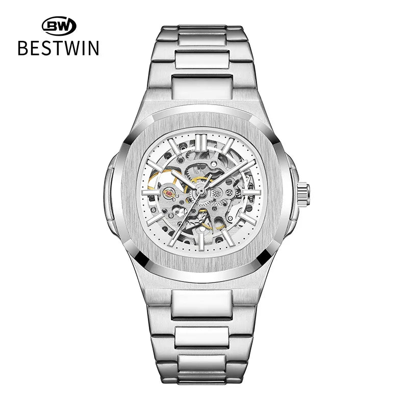 Men Watch Fully Automatic Mechanical Male Watches Double Sided Hollowed Out Luminous Waterproof Alloy Steel Wristwatch Boy Gifts