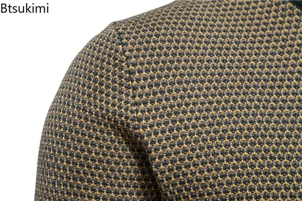 2026 Fashion Spliced Knitted Sweaters for Men Casual Warm O-neck High Quality Pullovers Autumn Winter Fashion Knitwear Tops Male