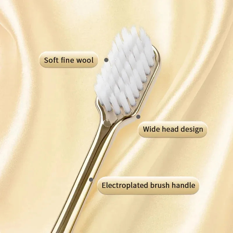 1-4pcs Toothbrush Gold Silver Tooth Brush Adult Dental Brushes Middle