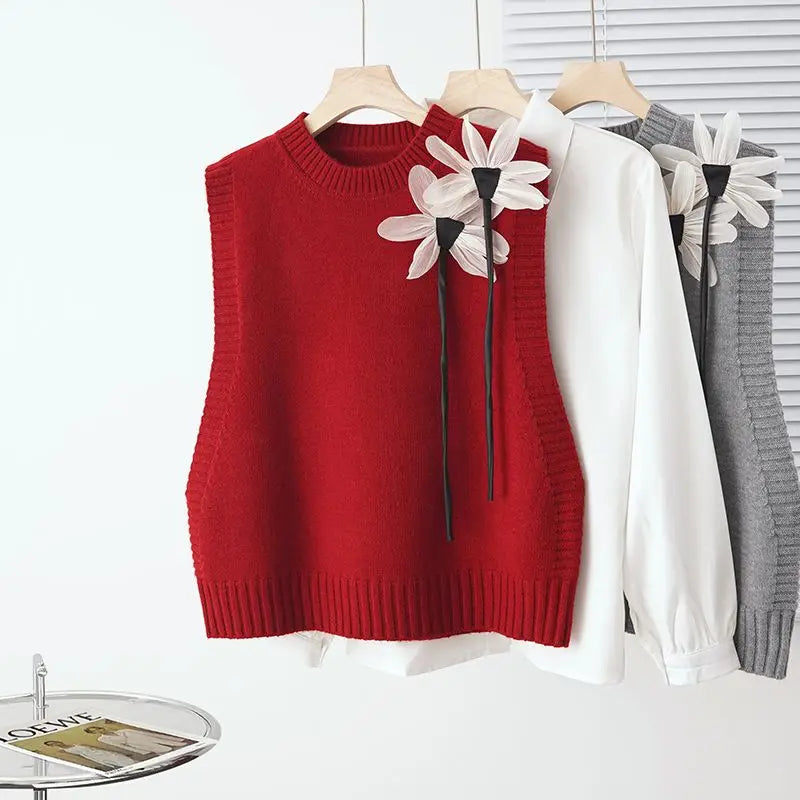 Knitted Vest for Women's Outerwear Autumn Wear 2023 New Loose Design Feeling Niche Sleeveless Sweater Camisole