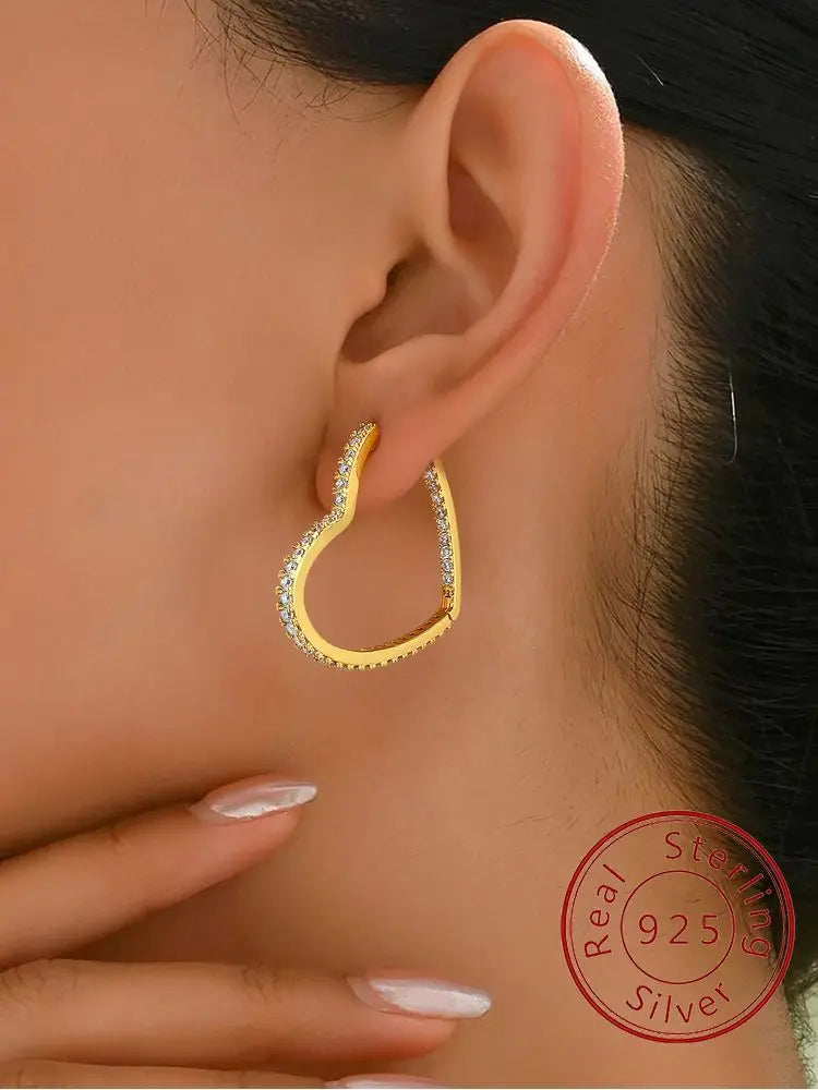 925 Sterling Silver Exquisite Zirconium Ear Buckle Earring For Women