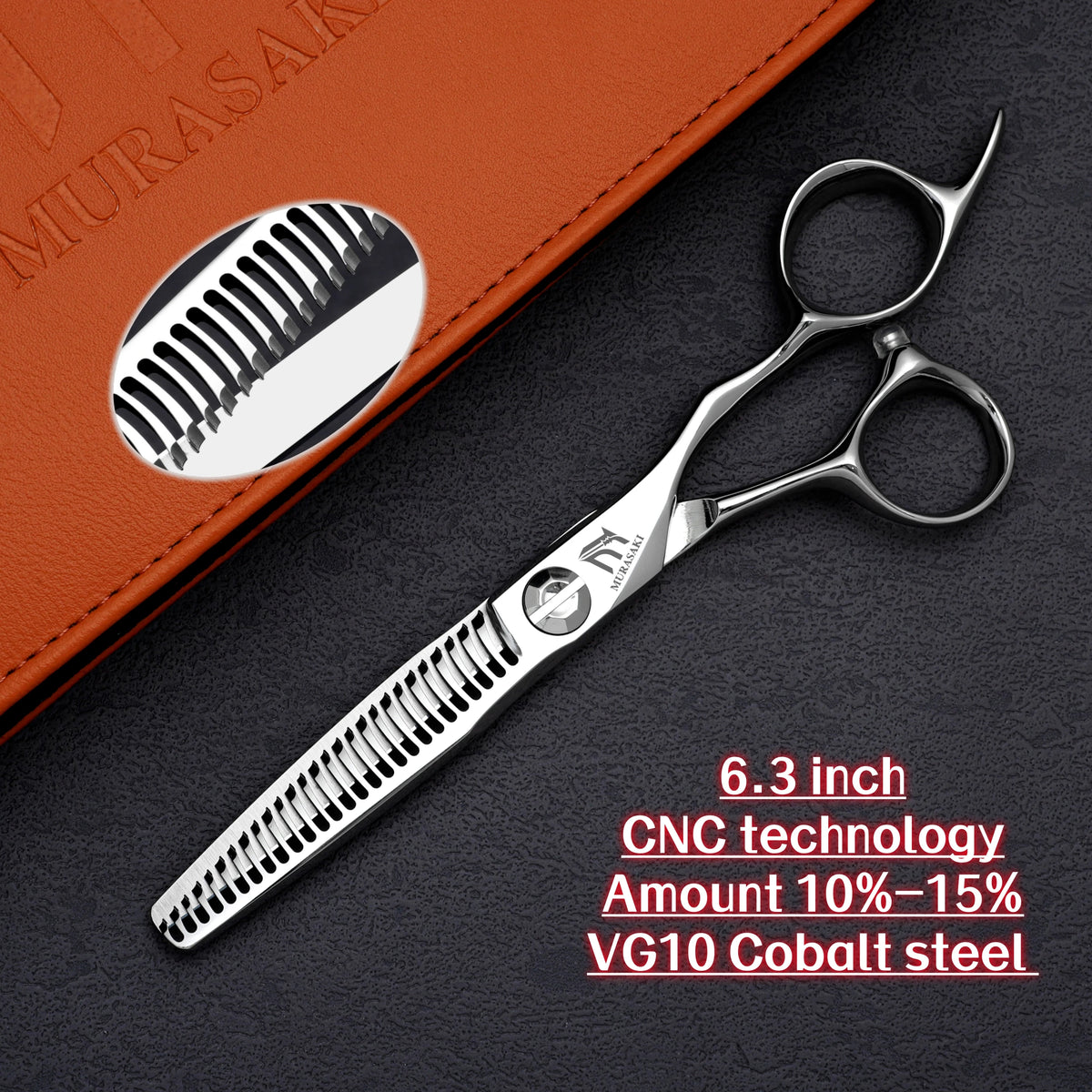 MURASAKI Top-level CNC Barber Scissors Set, Japanese VG10 Steel Barbershop Accessories, 5.7-6.3-6.8 Inches Hair Cutting Shears