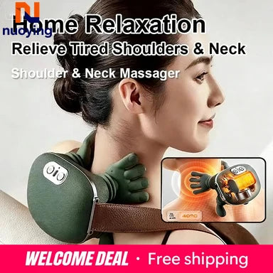 Portable Neck Shoulder Back Kneading Massage Shawl Wireless Body Relaxation Massager for Home Office Car Travel Use