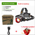 1000000 Lumens Ultra Bright Headlamp - Motion Sensor, Zoomable & Rechargeable, 12 Modes, IPX7 Waterproof for Outdoor Camping