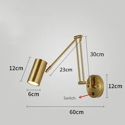 Modern Indoor Touch Sensor Wall Lights Adjustable Swing Long Arm LED Wall Lamps Internal Bedside Lighting Decor Sconce Lights