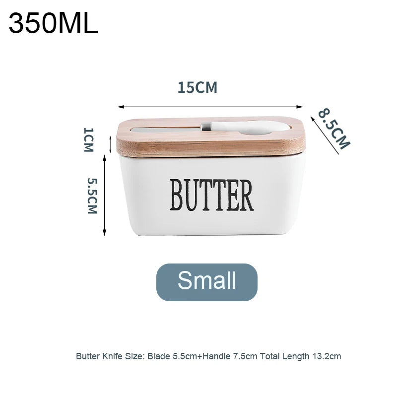 Ceramic Butter Container Box Restaurant Sealed Storage Box Cheese Box