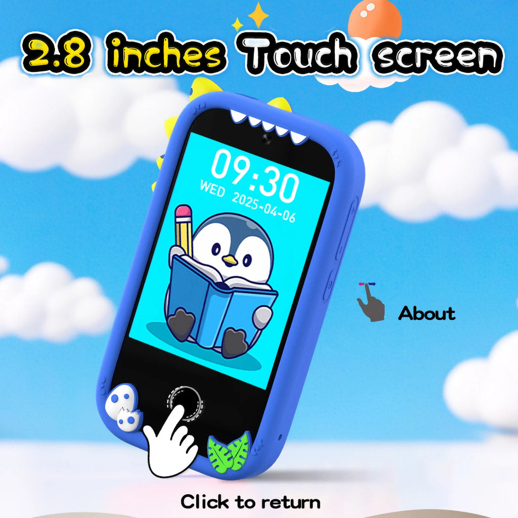 Upgrade Kid Smart Phone Toy 2.8 Inch Touch Video Recording Music Player