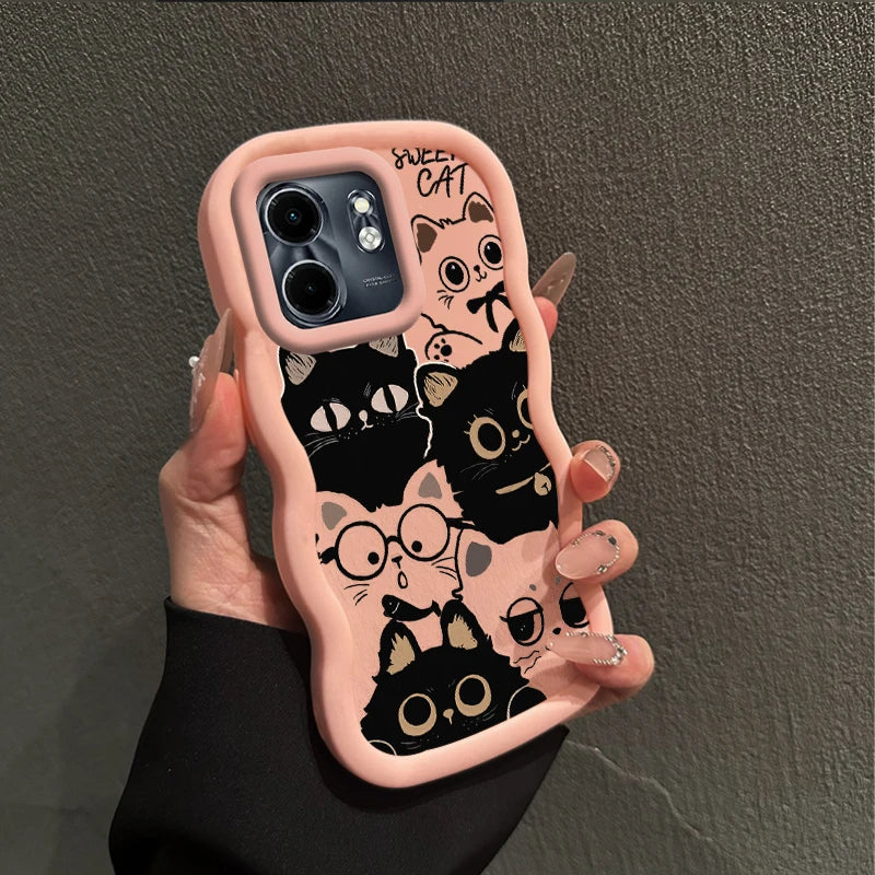 Smart 9 Six Cats Wavy Shape Silicone Phone Case For Infinix Smart 9 8