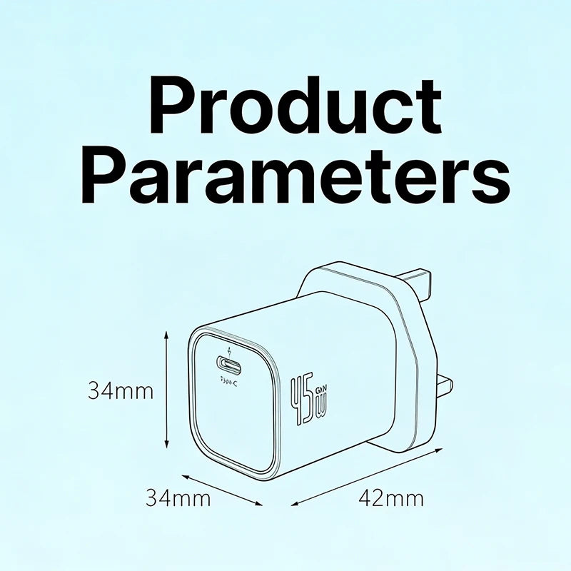 45W UK Plug GaN Charger Adapter UkPlug Type-C PD Adapter