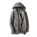 Winter New Fashion 2025 Men's Casual Trendy Long Sleeve Thicken Hooded Knitted Long Coats Male Sweater Cardigan Clothes Tops