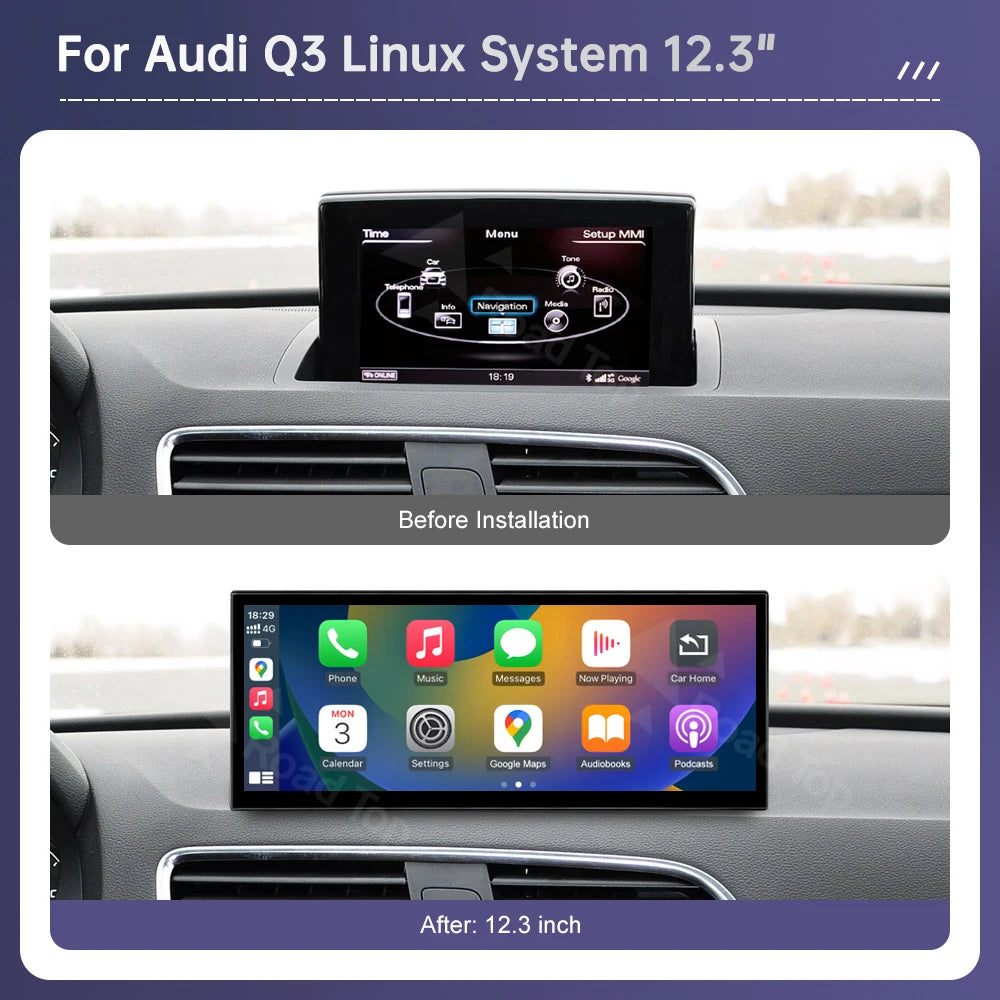 Road Top 12.3" Linux Screen Multimedia For Audi Q3 2013-2018 Wireless