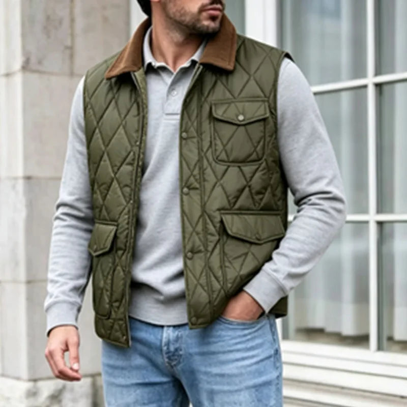 Winter Men' Sleeveless Vest Jackets Fashion Male Cotton-Padded Vest Coats Men Stand Collar Warm Waistcoats Men Clothing