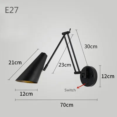 Modern Indoor Touch Sensor Wall Lights Adjustable Swing Long Arm LED Wall Lamps Internal Bedside Lighting Decor Sconce Lights