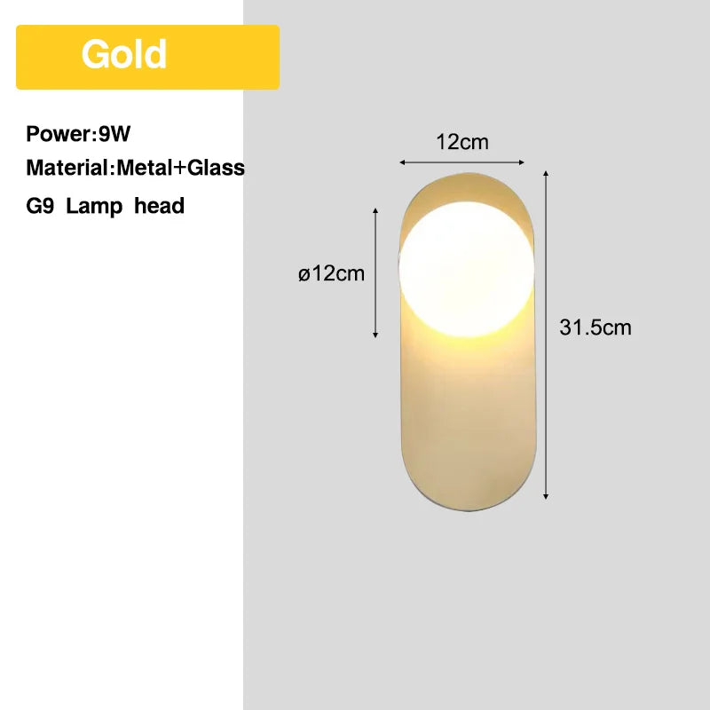 Bedroom LED Wall Lamps with 9W G9 Bulb Hardwired Indoor Frosted Glass Ball Wall Lights Wall Sconce for Bar Kitchen AC110-220V