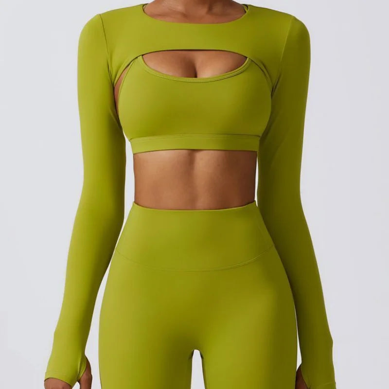 Women'S Sexy Tight Yoga Clothes Two-Piece Set with Chest Pad Sports