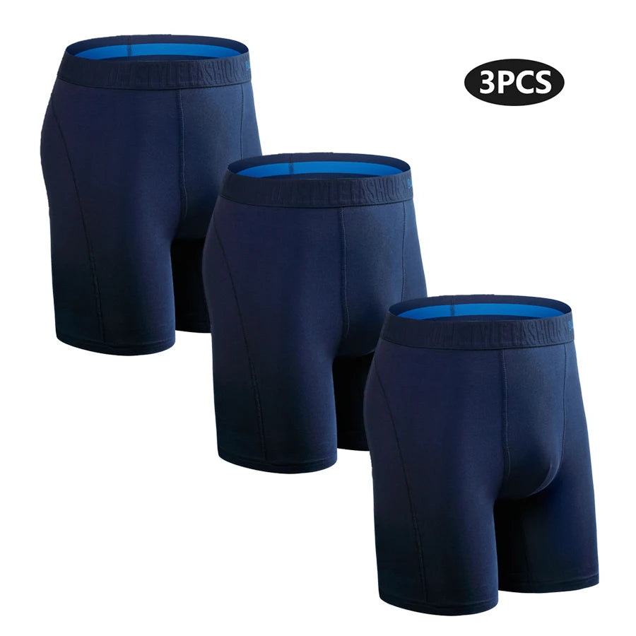 Men's Cotton Long Boxer Shorts – 3 Pack