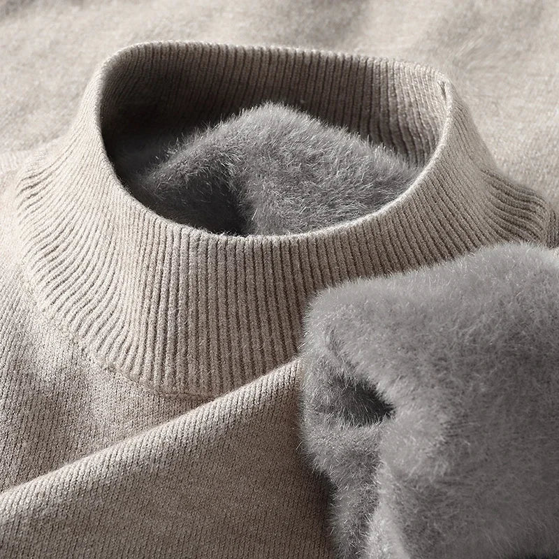 Knitwear Sweater New Autumn/Winter Mock Neck Sweatshirts Solid Color Pullovers Man Brand Casual Mens Clothing