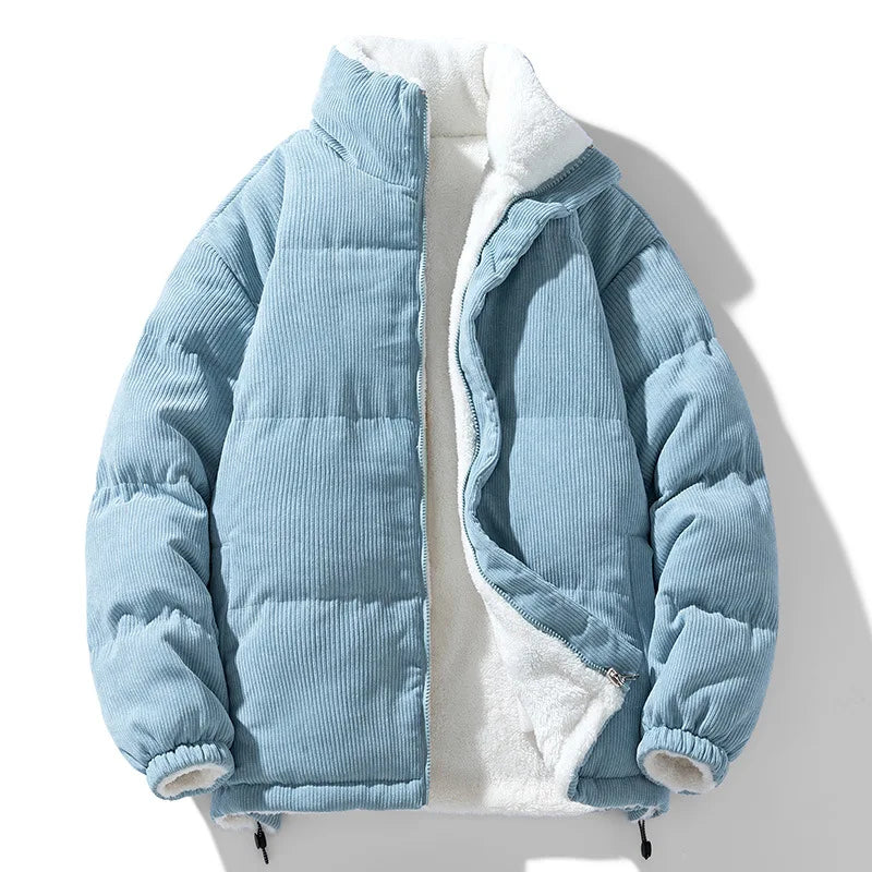 Winter Fashion Men's New Jacket Double-sided Wear Warm Winter Corduroy Cotton Clothing, Men's and Women's Fleece Jacket Thick
