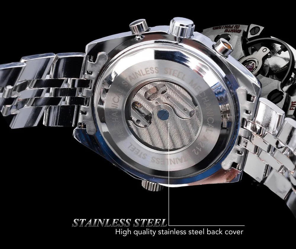 Men's Skeleton Mechanical Steel Watch