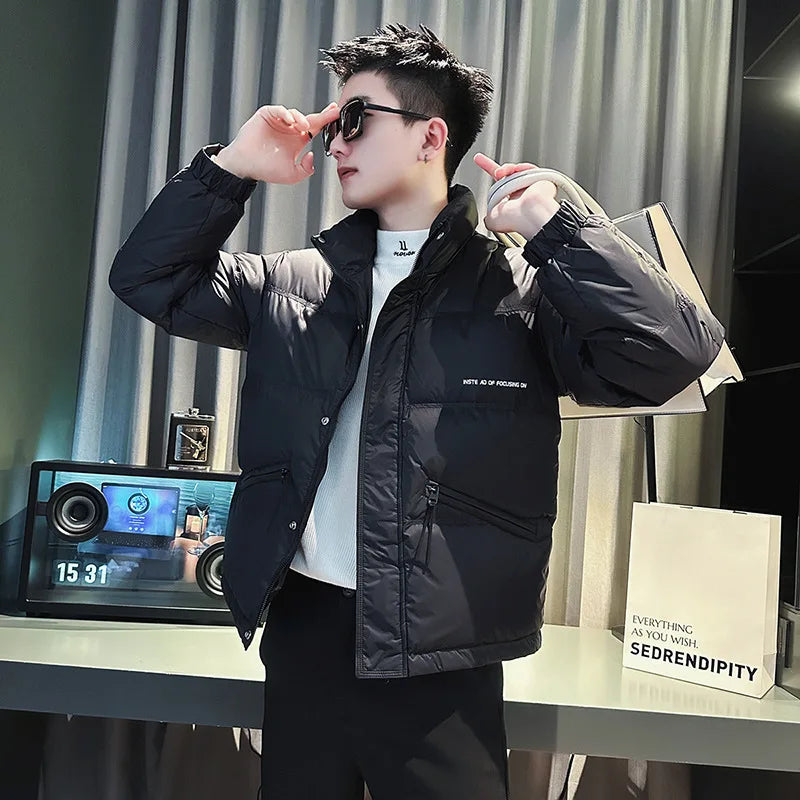 Men's Winter Fashion Down Jacket Streetwear Men's Coat Short Puffer Coat Men's Thick Warm Outerwear Winter Jacket Men Windproof