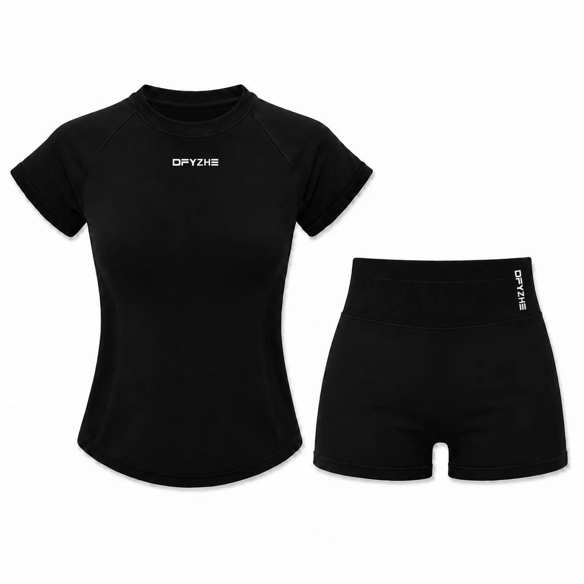 Women'S 2 Piece Activewear Set, Fitted Short Sleeve Workout Top & High