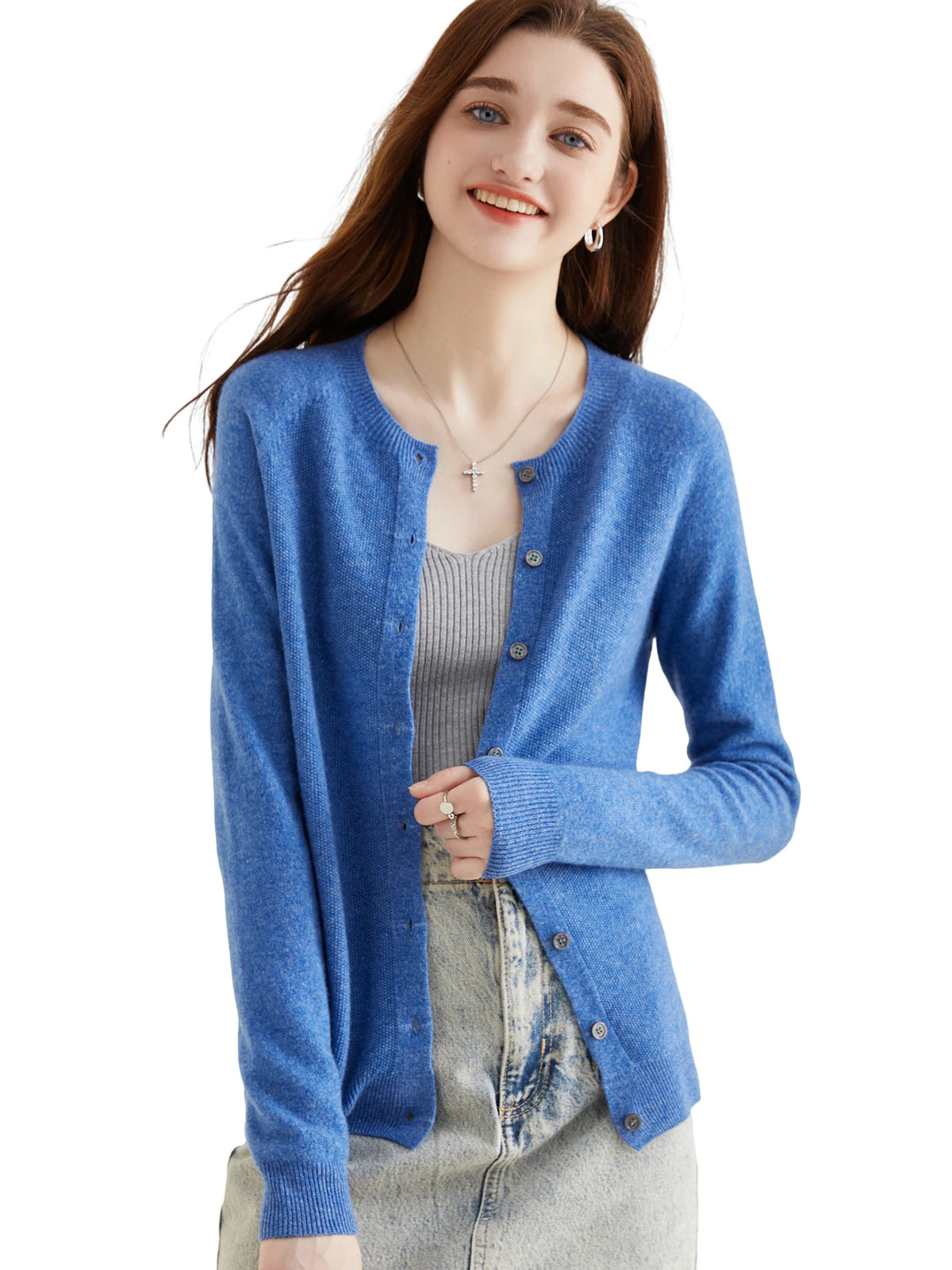 Knit Cardigan for Women Sweater Woman Long Sleeve Top 100% Wool Cardigans Sweaters Vintage Coat Knitwears Jacket Female Clothing