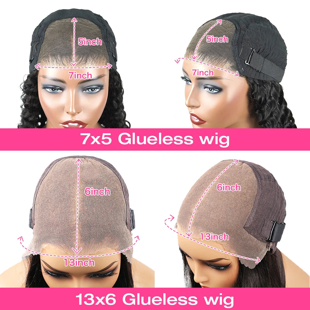 250% 13x6 Hd Glueless Straight Human Hair Wigs Wear And Go 7x5 Lace