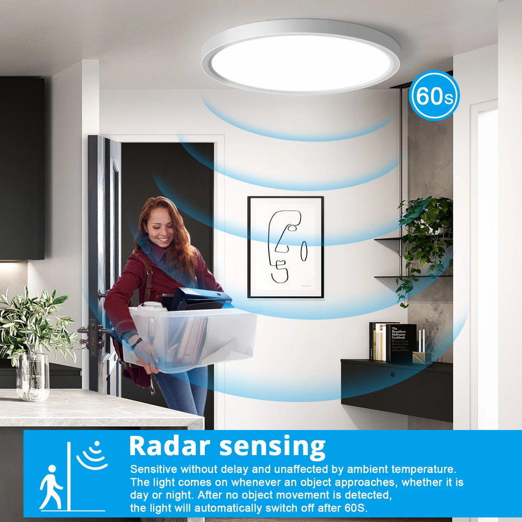 24W LED Ceiling Light with Motion Sensor, 2400LM, 30cm Round Ultra-Thin, 4000K for Hallway, Balcony, Indoor