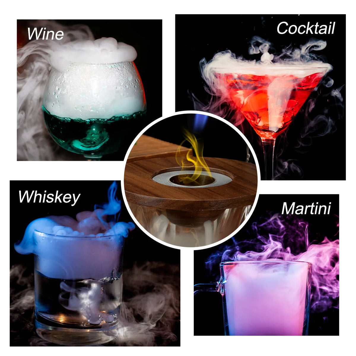 Glass Top Smoker Cocktail Smoker Kit With 4PCS Wood Chips Bartender