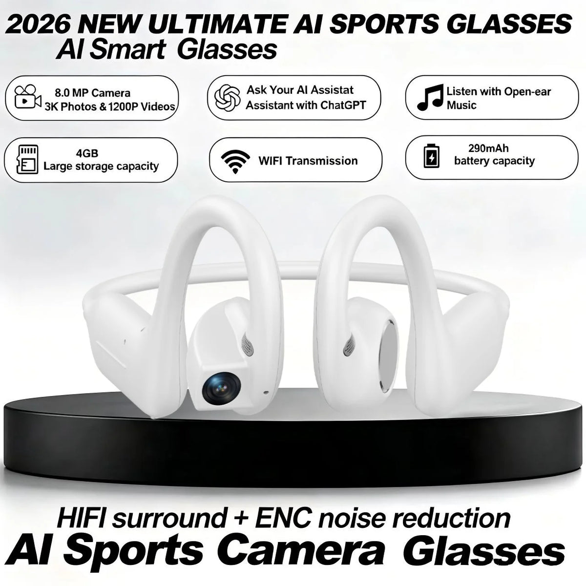 Smart Earphones Dynamic Sound Effects Music Bluetooth HD Calls 800W