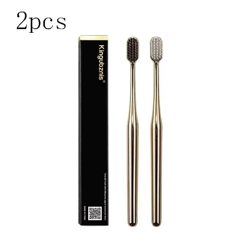 1-4pcs Toothbrush Gold Silver Tooth Brush Adult Dental Brushes Middle