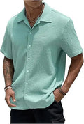 Men's Short Sleeve Button Shirt Summer New Men's Fashion Casual Short Sleeve Shirt Breathable Lightweight Daily Work Tops