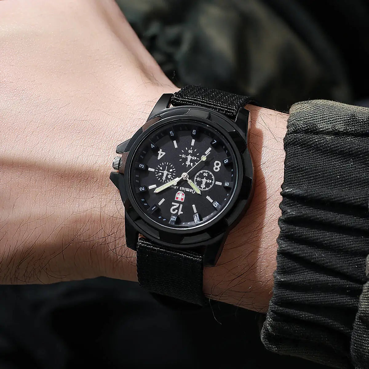 Men's Military-Style Nylon Strap Watch