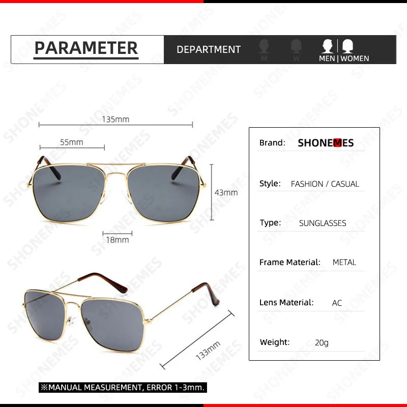 Vintage Double-Bridge Square Sunglasses
