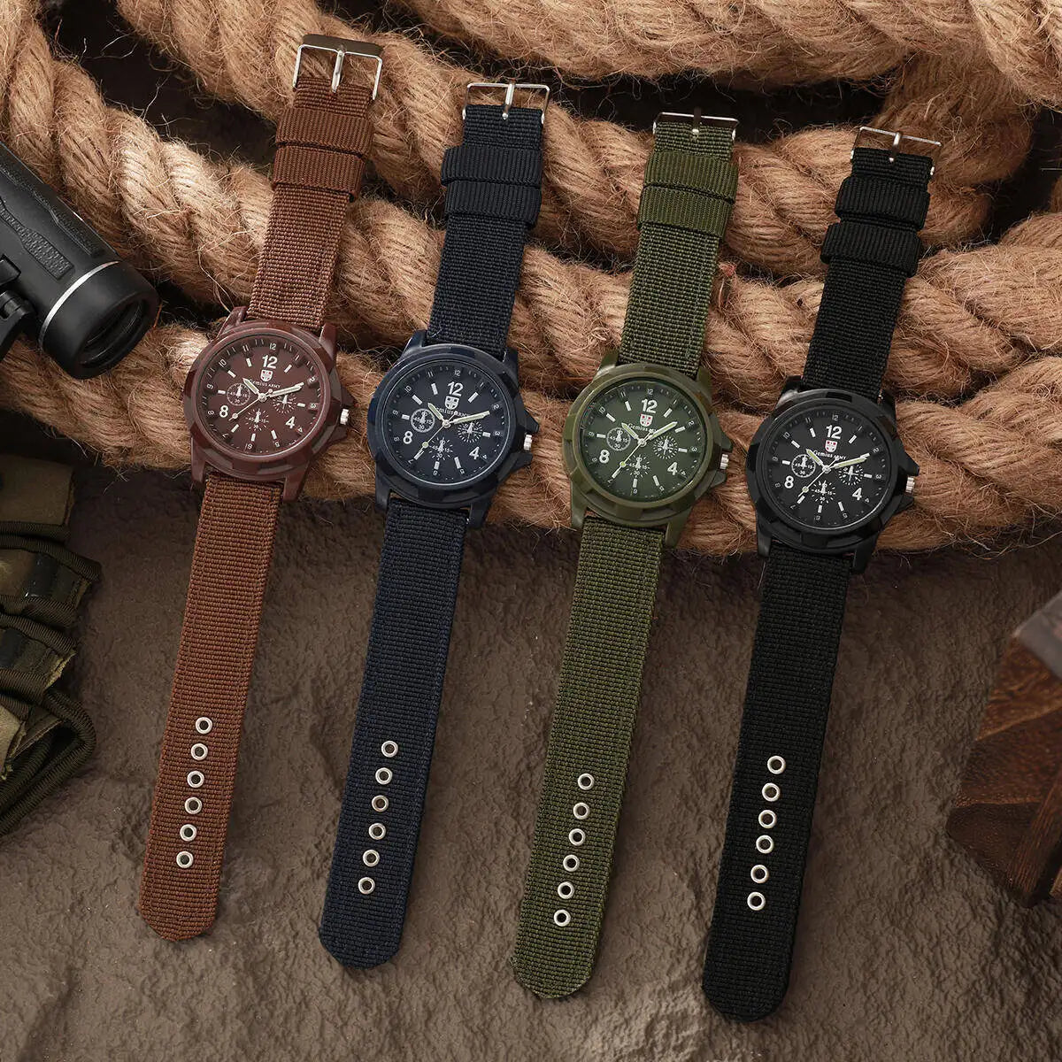 Men's Military-Style Nylon Strap Watch