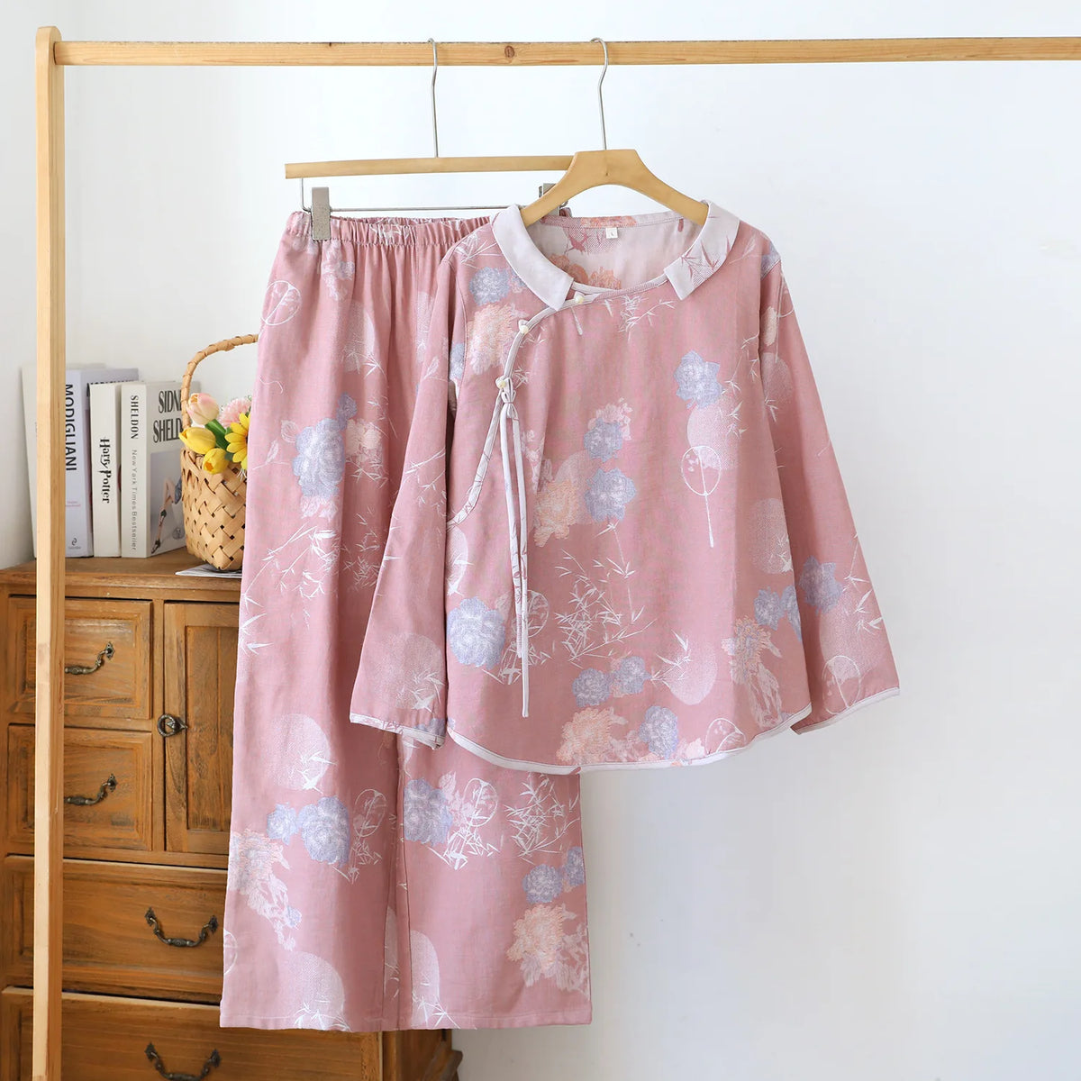 Knitted Suits Sleepwear Women Pajama Autumn Two Piece Night Wear For Ladies Sleepwear Pure Cotton Long Sleeve Pyjama-Sets