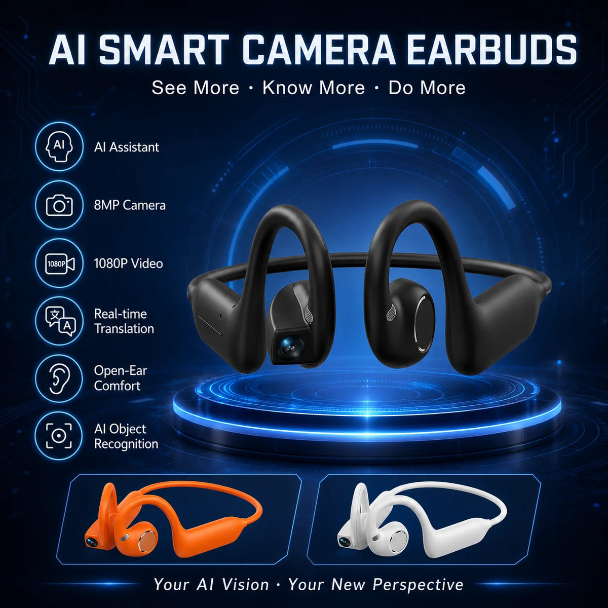 Smart Earphones Dynamic Sound Effects Music Bluetooth HD Calls 800W