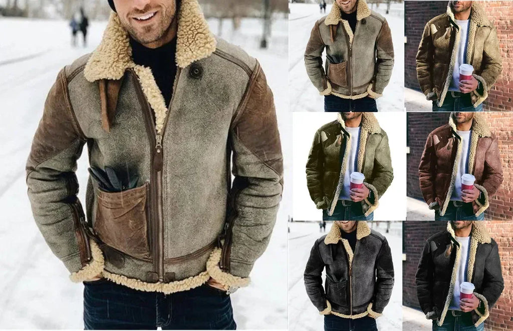Winter Jacket for Mens 2026 Warm Jackets Motorcycle Stand Collar Zipper Pockets Male Winter New Coats Biker Faux Leather Fashion