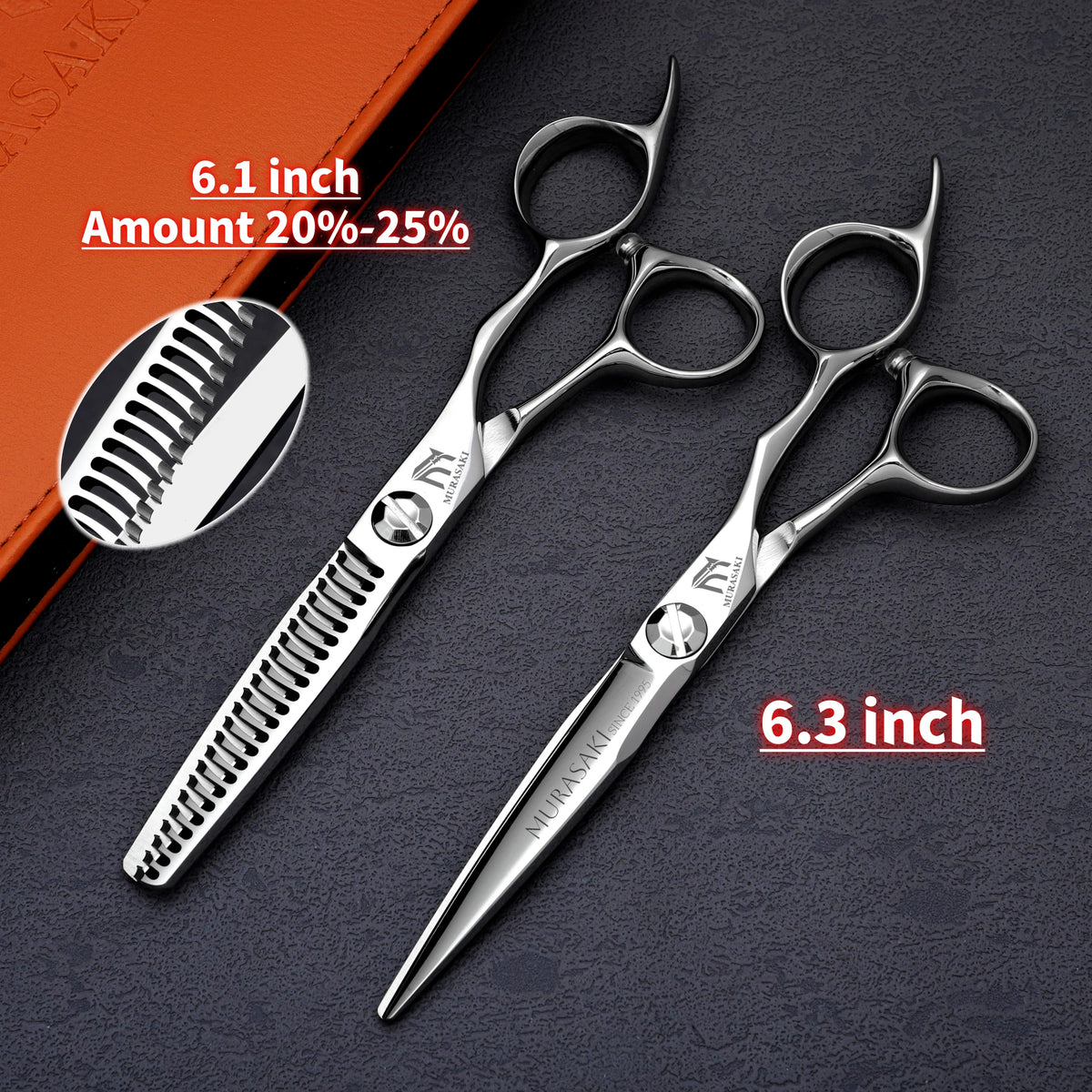 MURASAKI Top-level CNC Barber Scissors Set, Japanese VG10 Steel Barbershop Accessories, 5.7-6.3-6.8 Inches Hair Cutting Shears