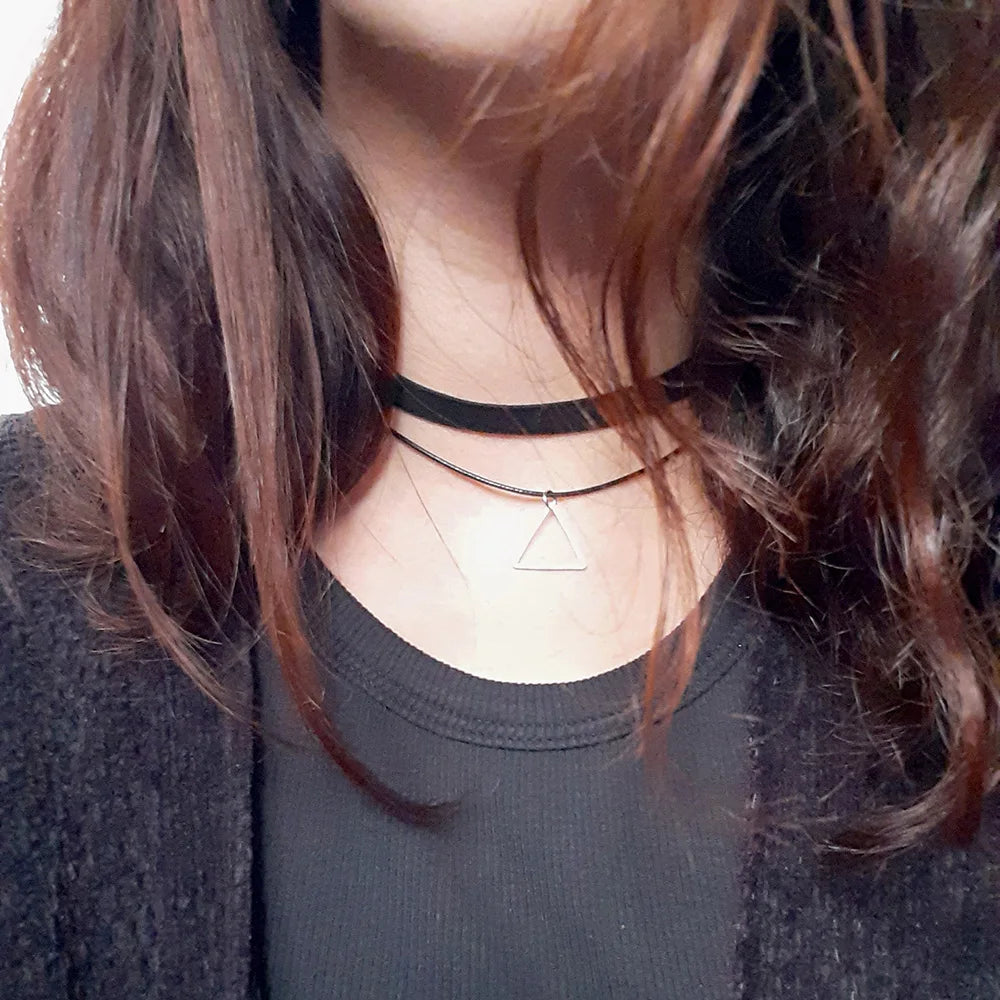 Mixed Hollow Black Leather Velvet Choker Necklace Layer Chockers Vintage