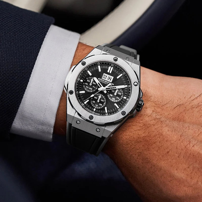 2026 Man Mechanical Watches for Men Sport Analog Automatic Wristwatches with Silicone Strap Stainless Steel Waterproof Reloj