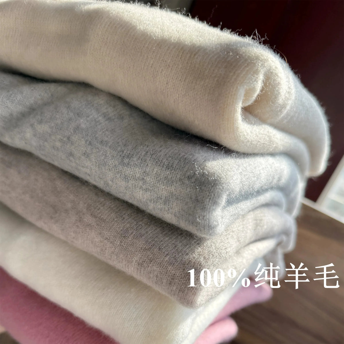100% pure wool undershirt women's autumn and winter round-neck sweater loose high-end knitted pullover top women