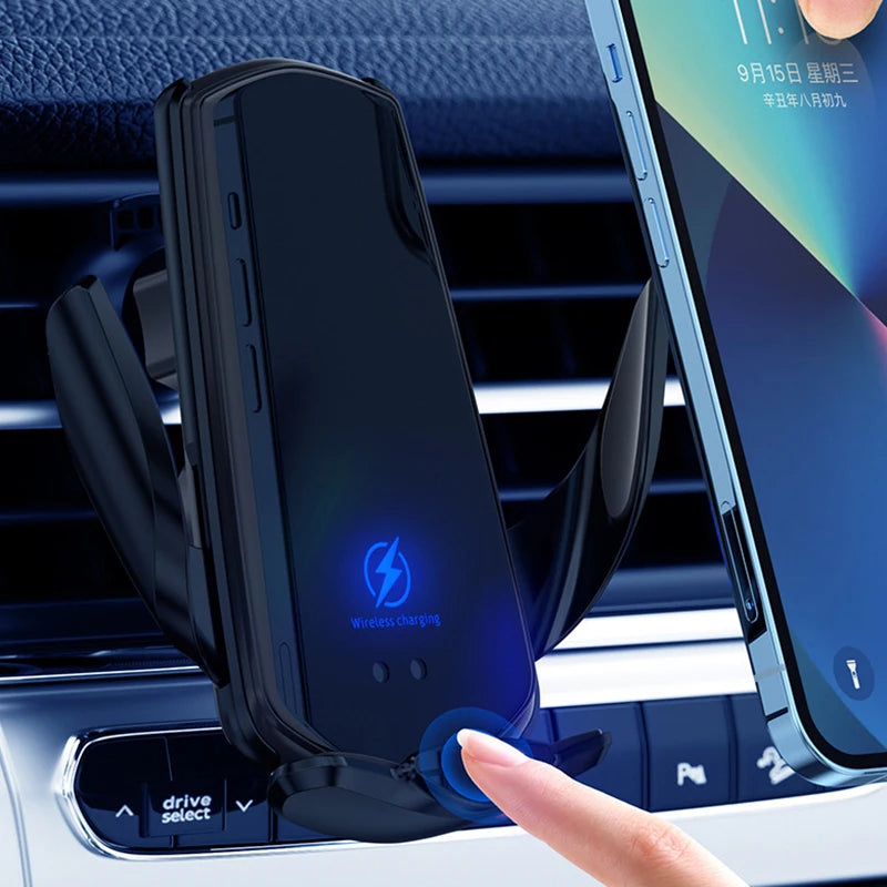 Smart Sensor Car Phone Wireless Charger 15W Fast Charging Auto-Clamping